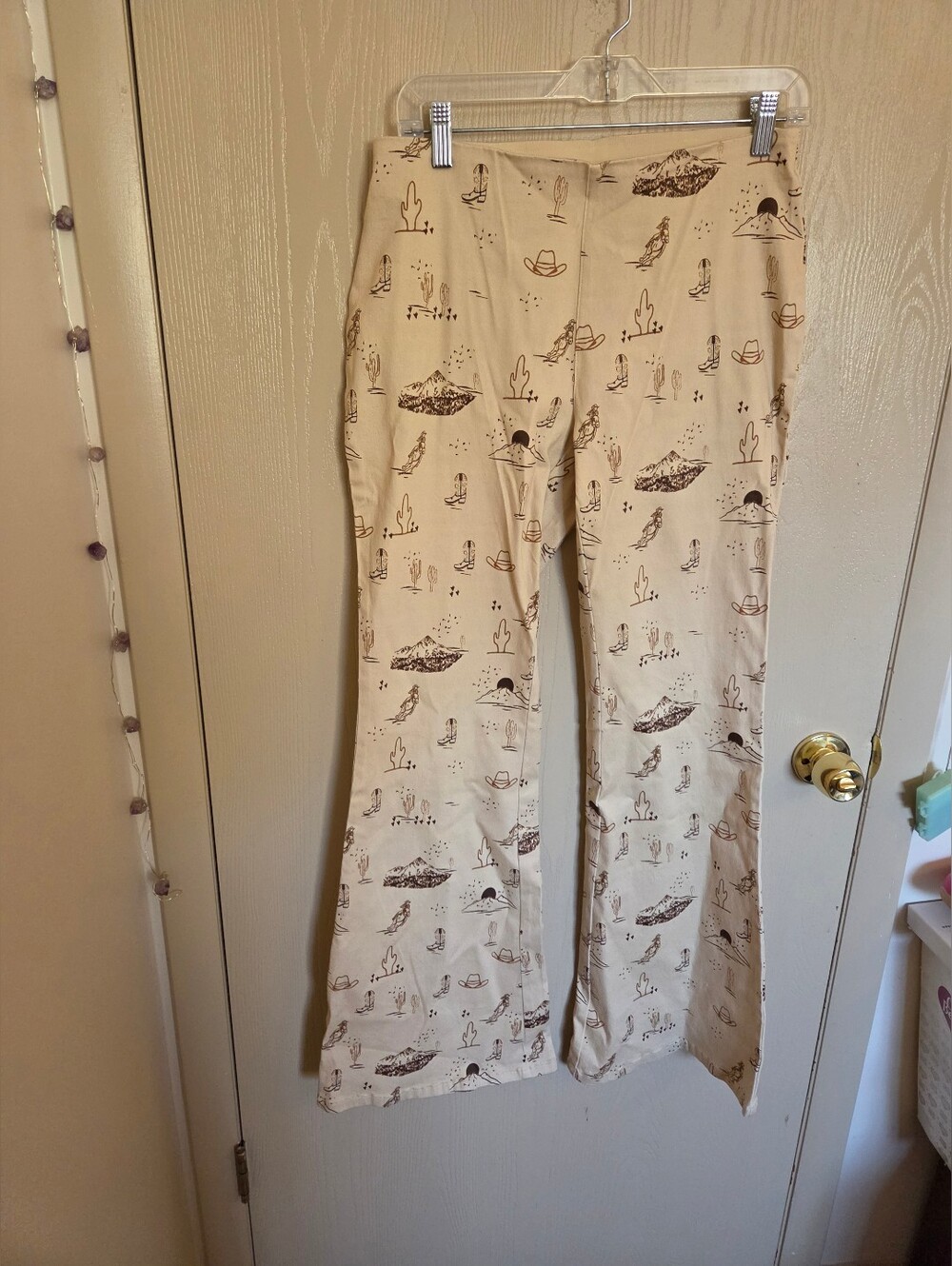 Blue B Collection Beige Flare Pull On Western Pants Womens Size Large